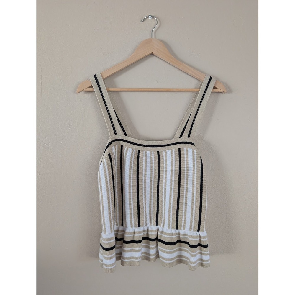 Banana Republic Striped Knit Peplum‎ Tank Elegant Refined Classic VacationSz M